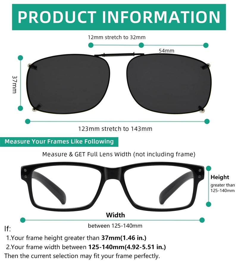 Eyekepper Metal Frame Rim Polarized Lens Clip On Sunglasses 54X37MM (Grey Lens) - Image 3